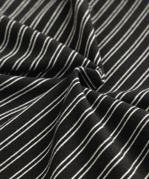 BRUSHED STRIPED SKIRT PANTS - 2 COLORS BLACK