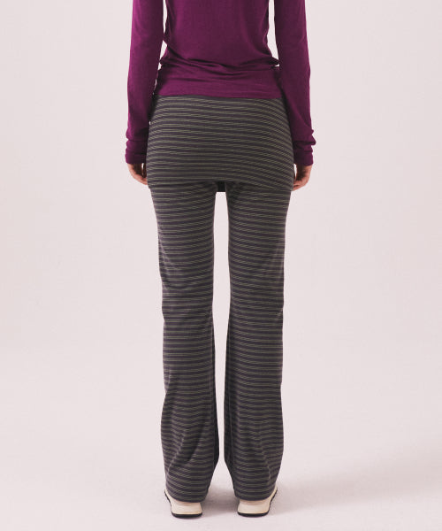 BRUSHED STRIPED SKIRT PANTS - 2 COLORS KHAKI