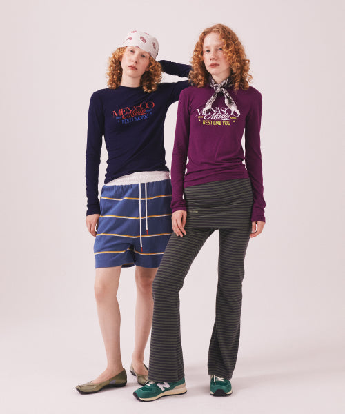 BRUSHED STRIPED SKIRT PANTS - 2 COLORS KHAKI