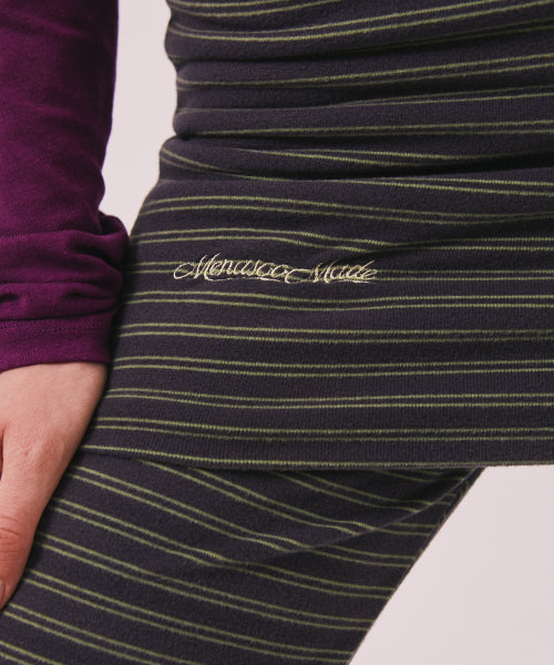 BRUSHED STRIPED SKIRT PANTS - 2 COLORS KHAKI