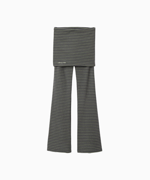 BRUSHED STRIPED SKIRT PANTS - 2 COLORS KHAKI