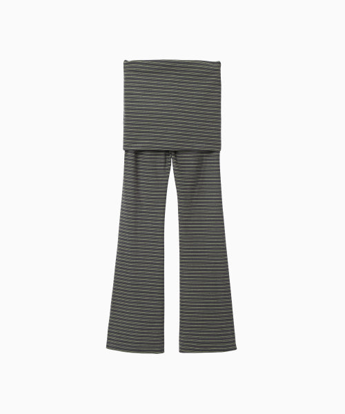 BRUSHED STRIPED SKIRT PANTS - 2 COLORS KHAKI
