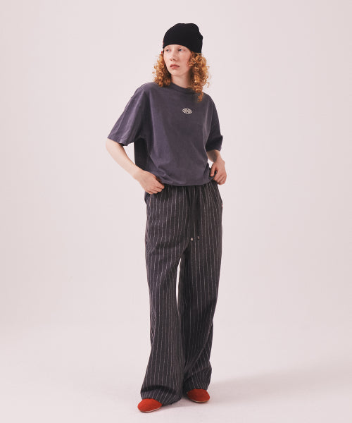MNS PINSTRIPE WIDE BRUSHED PANTS - 2 COLORS GREY