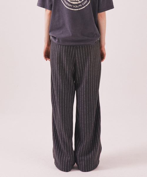 MNS PINSTRIPE WIDE BRUSHED PANTS - 2 COLORS GREY