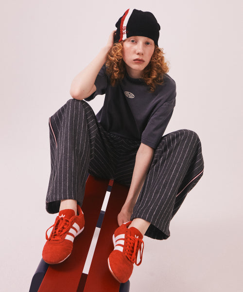 MNS PINSTRIPE WIDE BRUSHED PANTS - 2 COLORS GREY