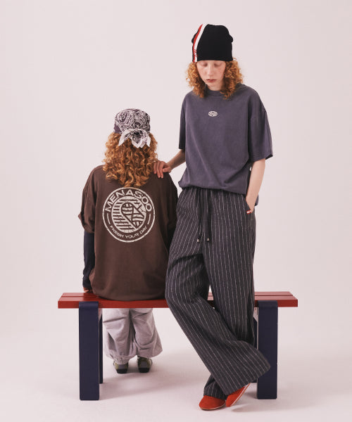 MNS PINSTRIPE WIDE BRUSHED PANTS - 2 COLORS GREY