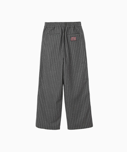 MNS PINSTRIPE WIDE BRUSHED PANTS - 2 COLORS GREY
