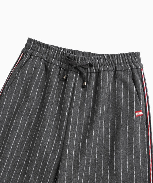 MNS PINSTRIPE WIDE BRUSHED PANTS - 2 COLORS GREY
