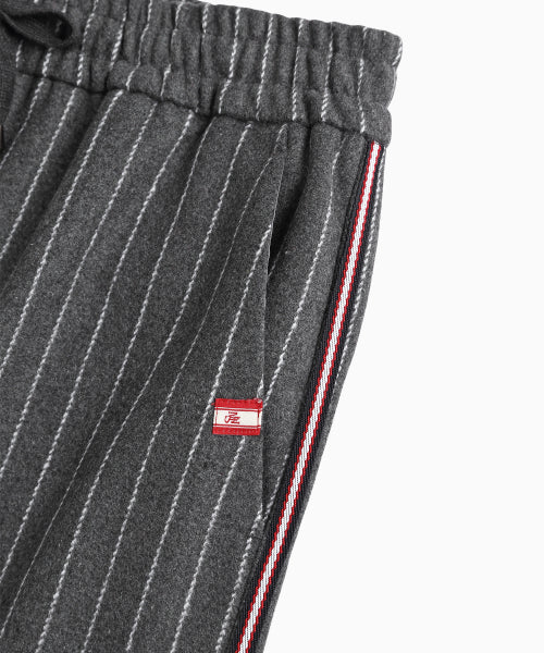 MNS PINSTRIPE WIDE BRUSHED PANTS - 2 COLORS GREY