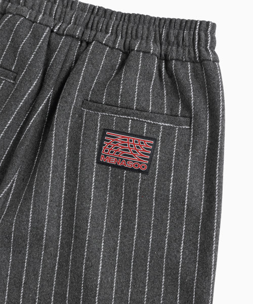MNS PINSTRIPE WIDE BRUSHED PANTS - 2 COLORS GREY