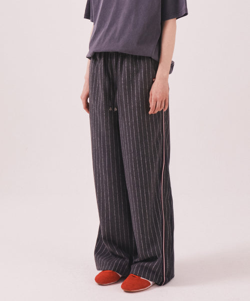 MNS PINSTRIPE WIDE BRUSHED PANTS - 2 COLORS GREY
