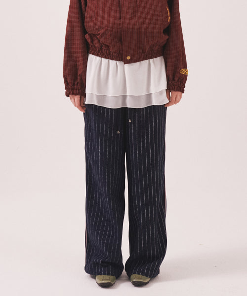 MNS PINSTRIPE WIDE BRUSHED PANTS - 2 COLORS NAVY