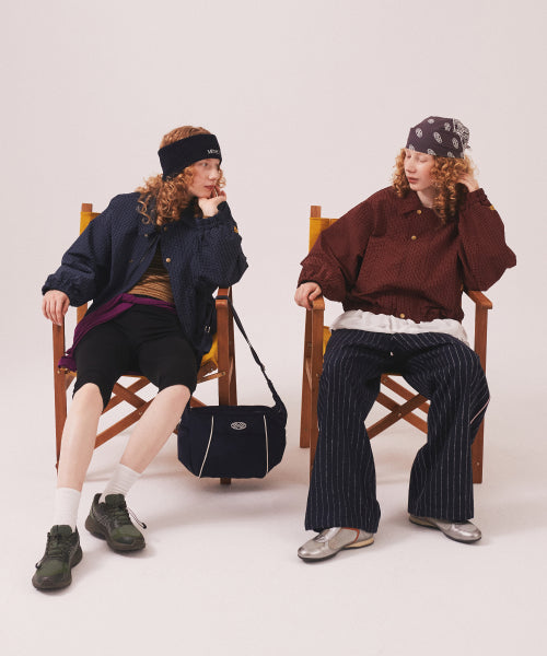 MNS PINSTRIPE WIDE BRUSHED PANTS - 2 COLORS NAVY
