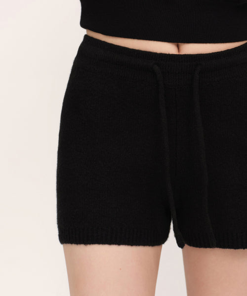 WOMENS MINI BOUCLE KNIT SHORTS #韓韶禧同款! - 3 COLORS BLACK