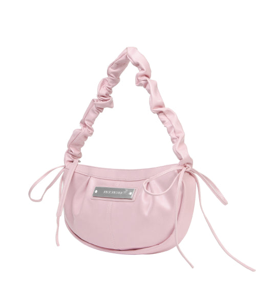 CRYSTAL SHIRRING RIBBON ROUND BAG #徐睿知同款! - 5 COLORS BABY PINK