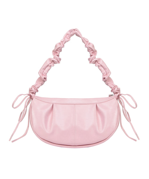 CRYSTAL SHIRRING RIBBON ROUND BAG #徐睿知同款! - 5 COLORS BABY PINK