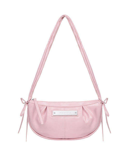 CRYSTAL SHIRRING RIBBON ROUND BAG #徐睿知同款! - 5 COLORS BABY PINK