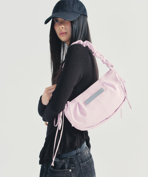 CRYSTAL SHIRRING RIBBON ROUND BAG #徐睿知同款! - 5 COLORS BABY PINK
