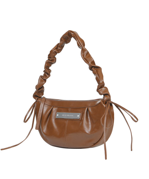 CRYSTAL SHIRRING RIBBON ROUND BAG #徐睿知同款! - 5 COLORS BROWN