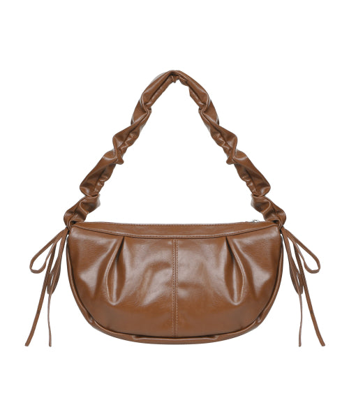 CRYSTAL SHIRRING RIBBON ROUND BAG #徐睿知同款! - 5 COLORS BROWN