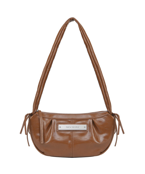 CRYSTAL SHIRRING RIBBON ROUND BAG #徐睿知同款! - 5 COLORS BROWN