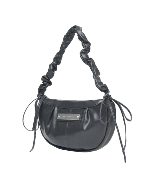 CRYSTAL SHIRRING RIBBON ROUND BAG #徐睿知同款! - 5 COLORS CHARCOAL