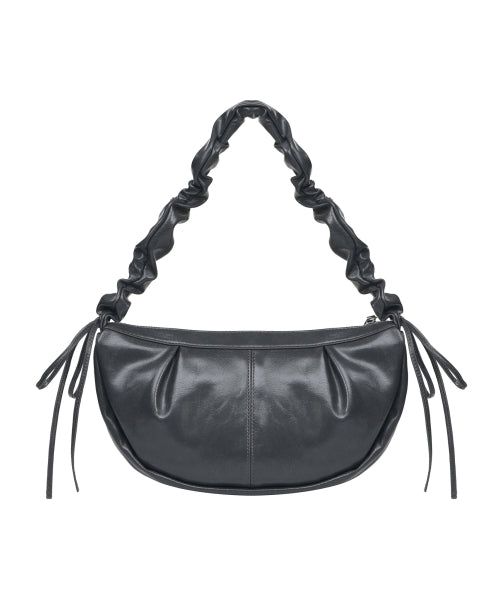 CRYSTAL SHIRRING RIBBON ROUND BAG #徐睿知同款! - 5 COLORS CHARCOAL