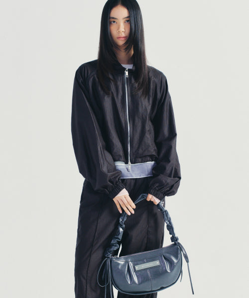 CRYSTAL SHIRRING RIBBON ROUND BAG #徐睿知同款! - 5 COLORS CHARCOAL