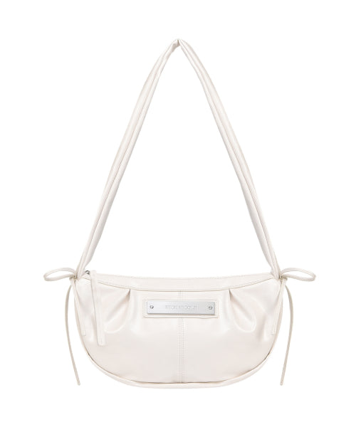 CRYSTAL SHIRRING RIBBON ROUND BAG #徐睿知同款! - 5 COLORS CREAM