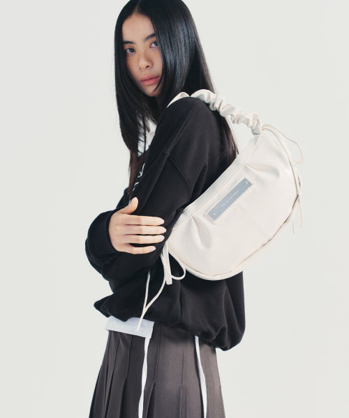CRYSTAL SHIRRING RIBBON ROUND BAG #徐睿知同款! - 5 COLORS CREAM