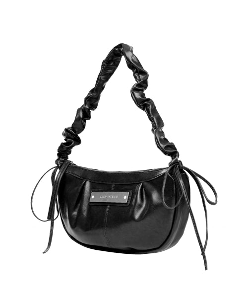 CRYSTAL SHIRRING RIBBON ROUND BAG #徐睿知同款! - 5 COLORS BLACK