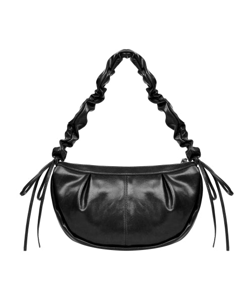 CRYSTAL SHIRRING RIBBON ROUND BAG #徐睿知同款! - 5 COLORS BLACK