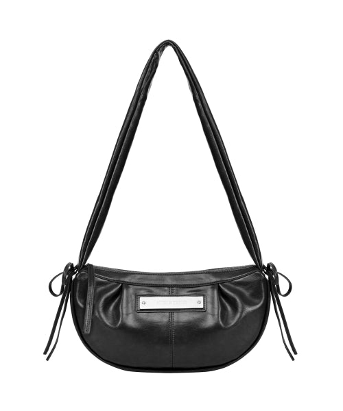 CRYSTAL SHIRRING RIBBON ROUND BAG #徐睿知同款! - 5 COLORS BLACK