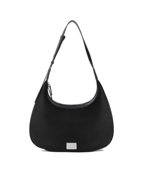 CLASSIC LOGO ROUND SUEDE SHOULDER BAG - 2 COLORS BLACK