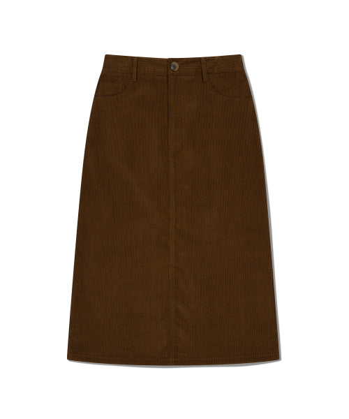 W CLASSIC CORDUROY MIDI SKIRT - 2 COLORS BROWN
