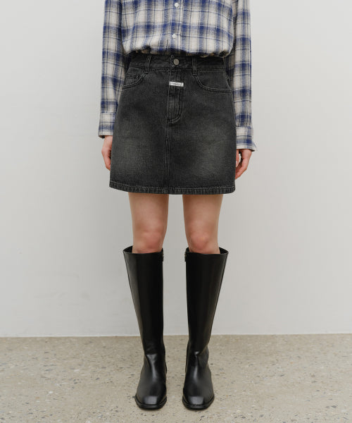 W DENIM MINI SKIRT - 3 COLORS BLACK