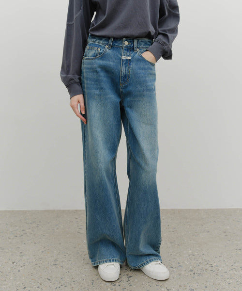W WIDE DENIM PANTS BLUE