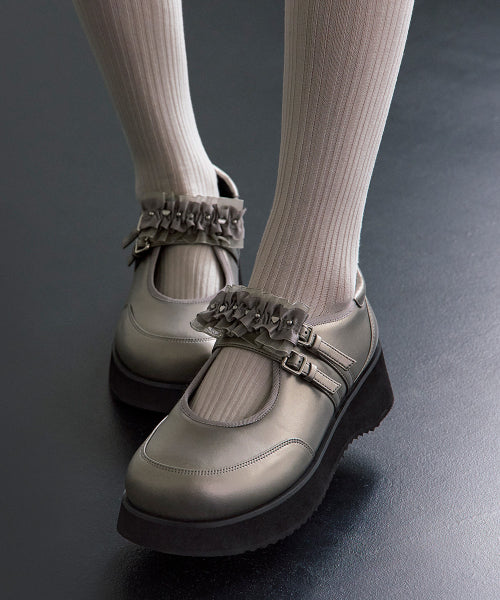 HATCHED PLATFORM MARY JANE - 2 COLORS BLACK