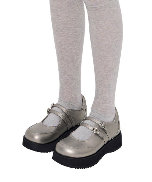HATCHED PLATFORM MARY JANE - 2 COLORS BLACK