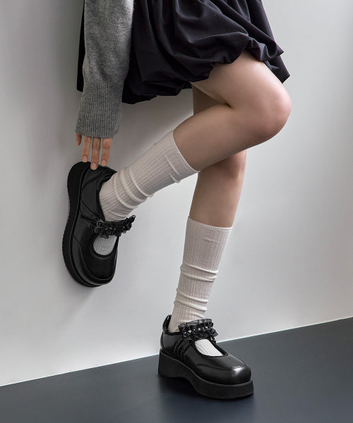 HATCHED PLATFORM MARY JANE - 2 COLORS BLACK