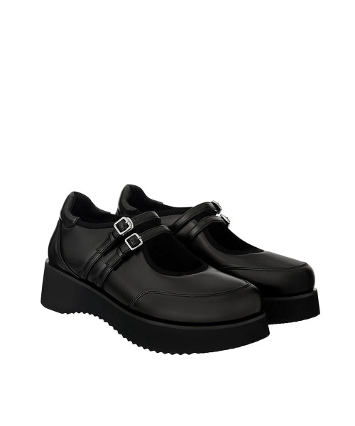 HATCHED PLATFORM MARY JANE - 2 COLORS BLACK