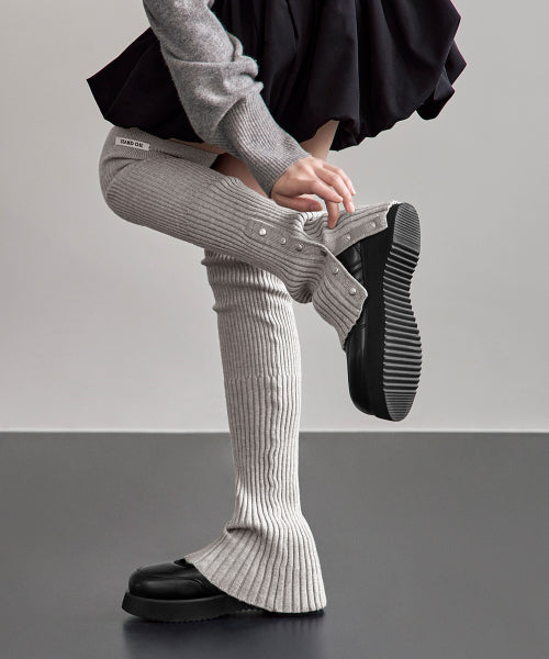SNAP KNIT LEG WARMER - 2 COLORS BLACK