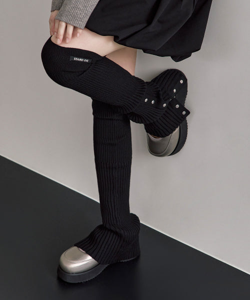 SNAP KNIT LEG WARMER - 2 COLORS BLACK