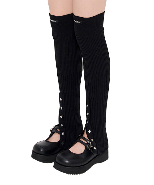 SNAP KNIT LEG WARMER - 2 COLORS BLACK
