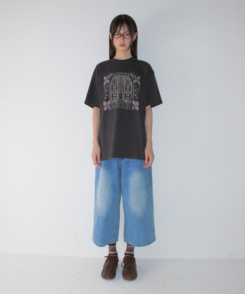 STITCHED HOUSE OVER FIT T SHIRT - 2 COLORS CHARCOAL