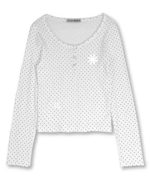 TEE DOT HENLEY NECK SLEEVE LONG IVORY