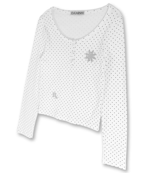 TEE DOT HENLEY NECK SLEEVE LONG IVORY