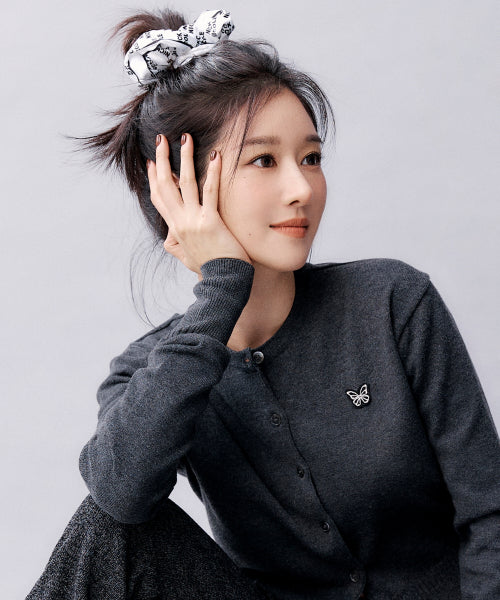 NICOLE LOGO SATIN HAIR SCRUNCHIE #徐睿知同款! - 2 COLORS BLACK