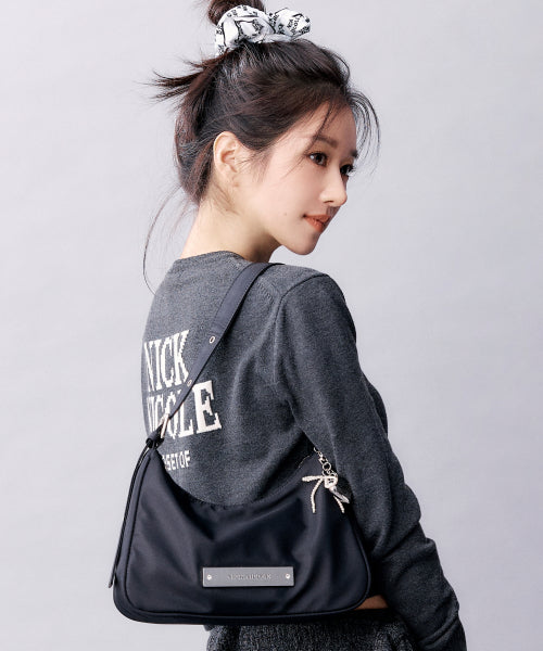 NICOLE LOGO SATIN HAIR SCRUNCHIE #徐睿知同款! - 2 COLORS BLACK