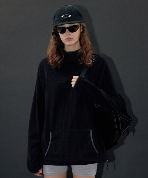 WAFFLE WARMER HOODIE - 3 COLORS BLACK